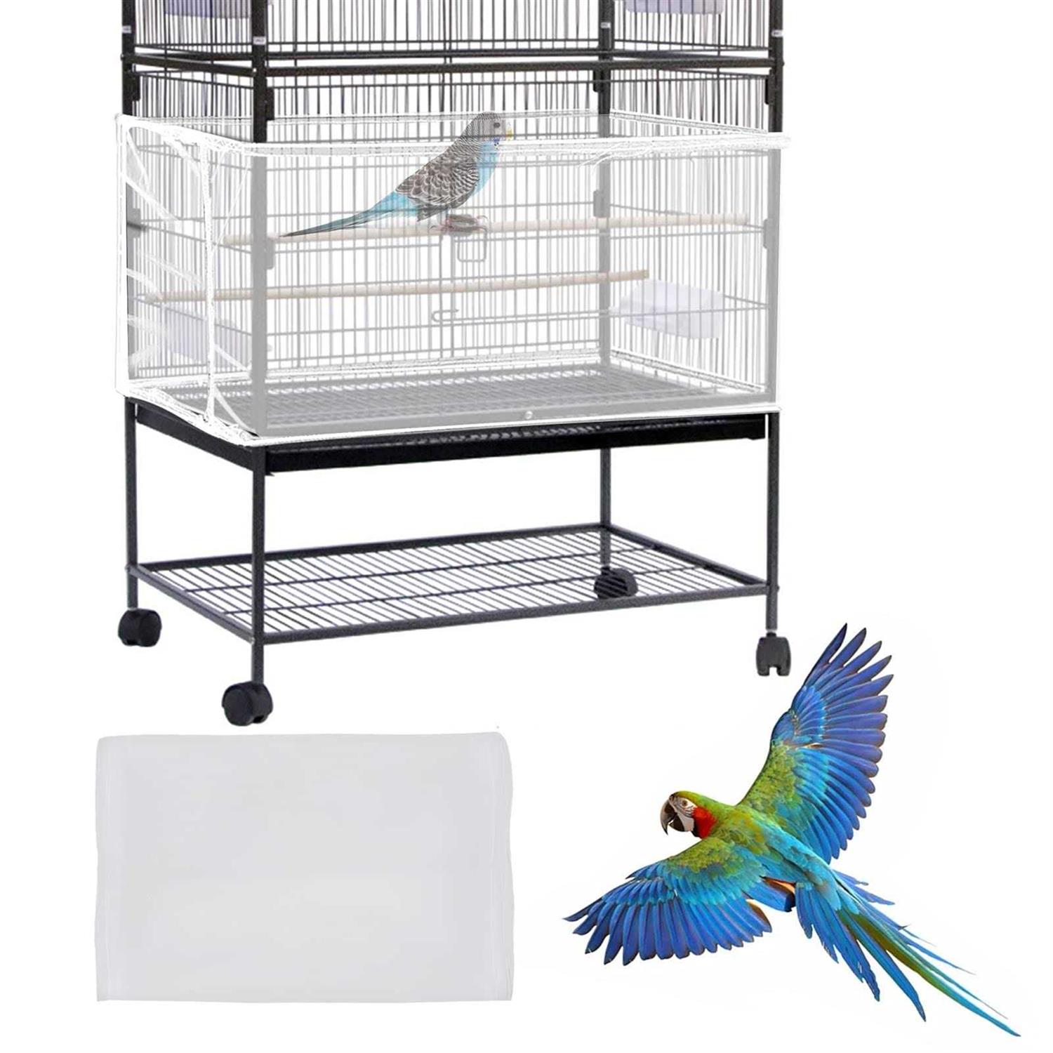 Daoeny Bird Cage Seed Catcher Large Bird Cage Cover Adjustable Soft Airy Nylon Mesh Net