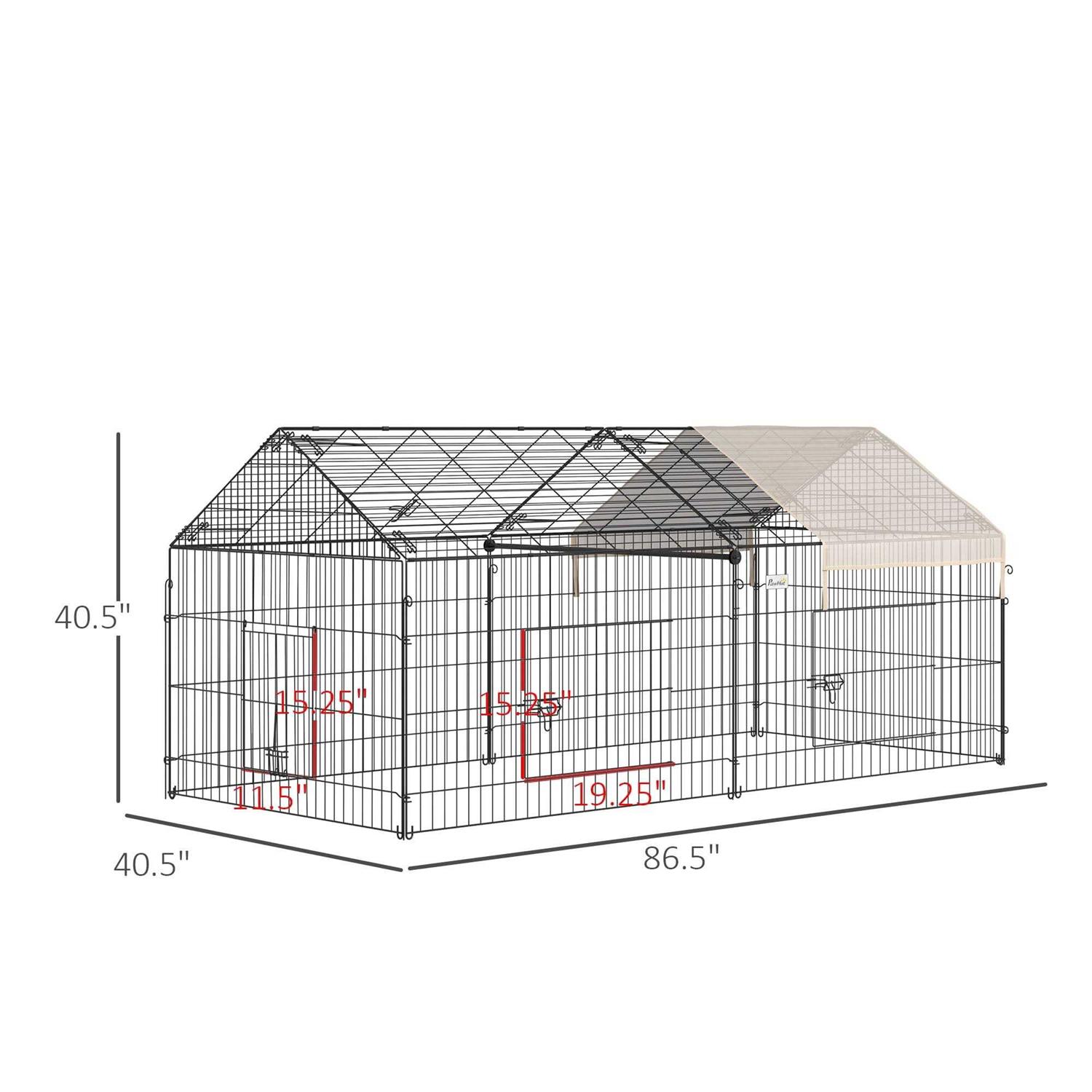 PawHut Outdoor Metal Kennel Enclosure for Small Animals, Utilizable as Rabbit or Chicken Run