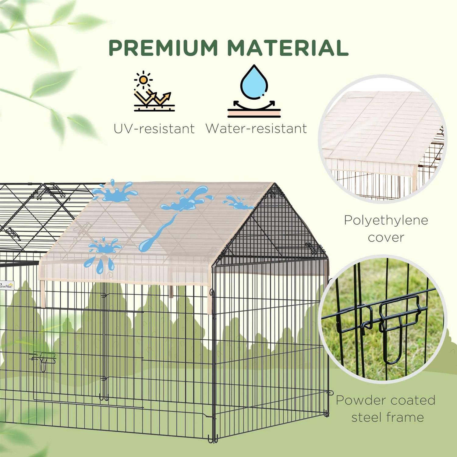 PawHut Outdoor Metal Kennel Enclosure for Small Animals, Utilizable as Rabbit or Chicken Run