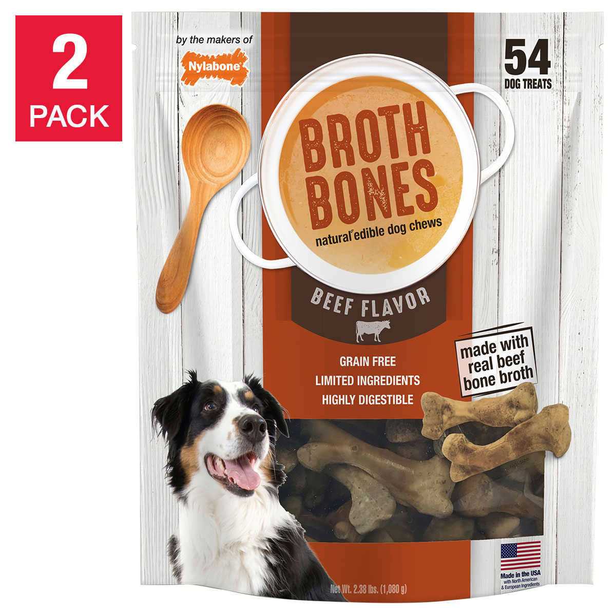 Nylabone Broth Bones Natural Edible Dog Chews