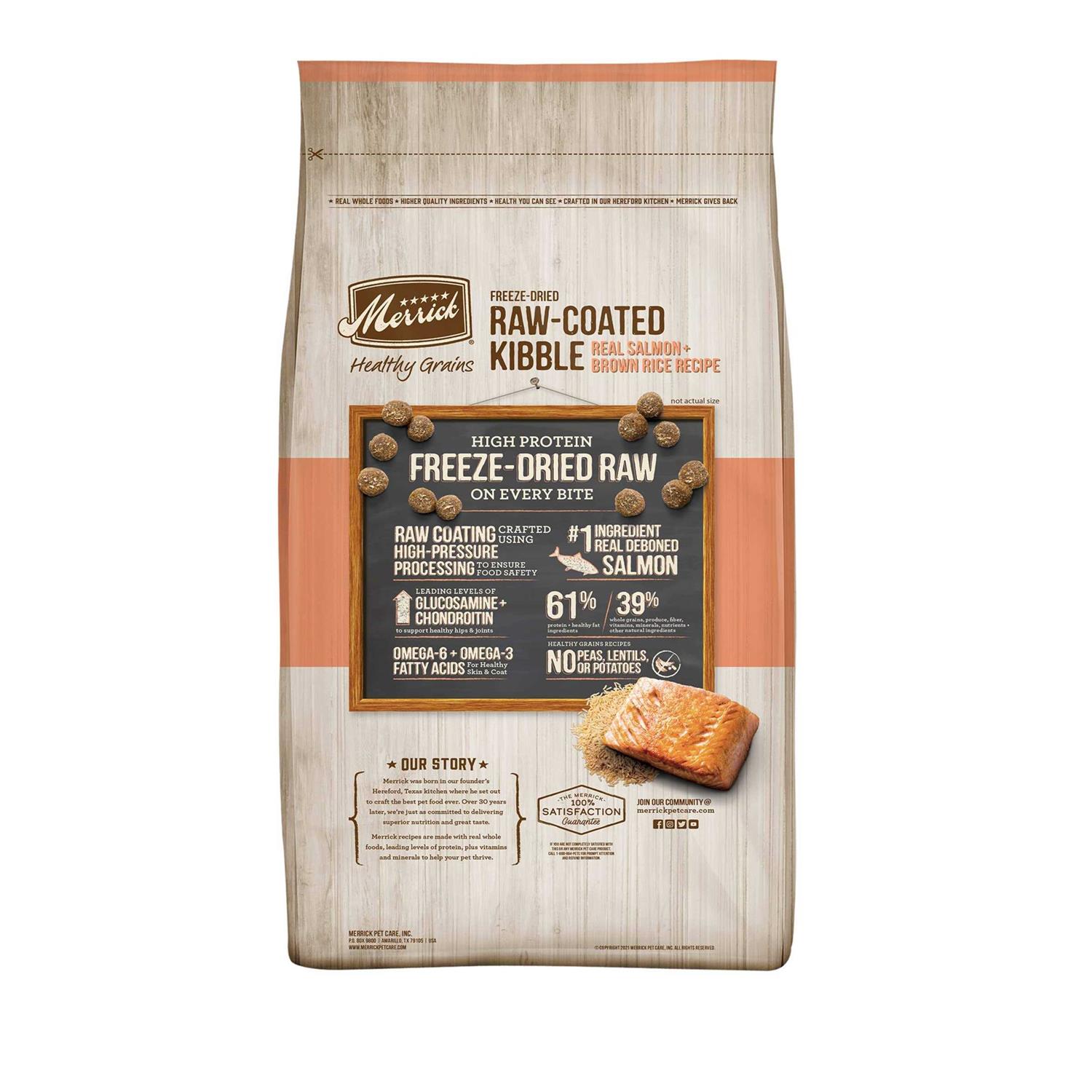 Merrick Healthy Grains Freeze Dried Raw Coated Kibble Dry Dog Food Real and Brown Rice Recipe