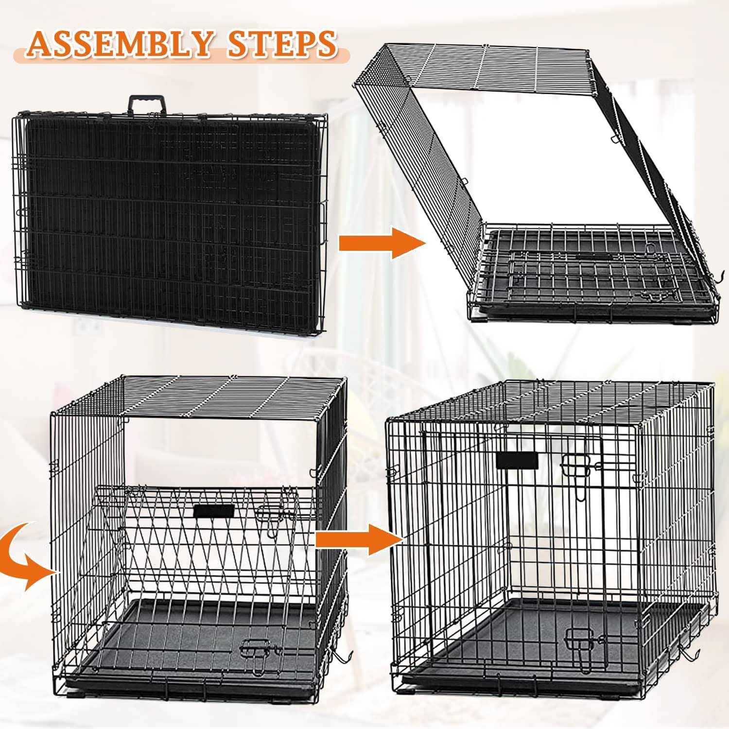 XXL Large Dog Crate for Large Dog 48 Inch Folding Dog Cage Metal Wire Dog Kennel Pet Animal Segregation Cage for Golden Retriever