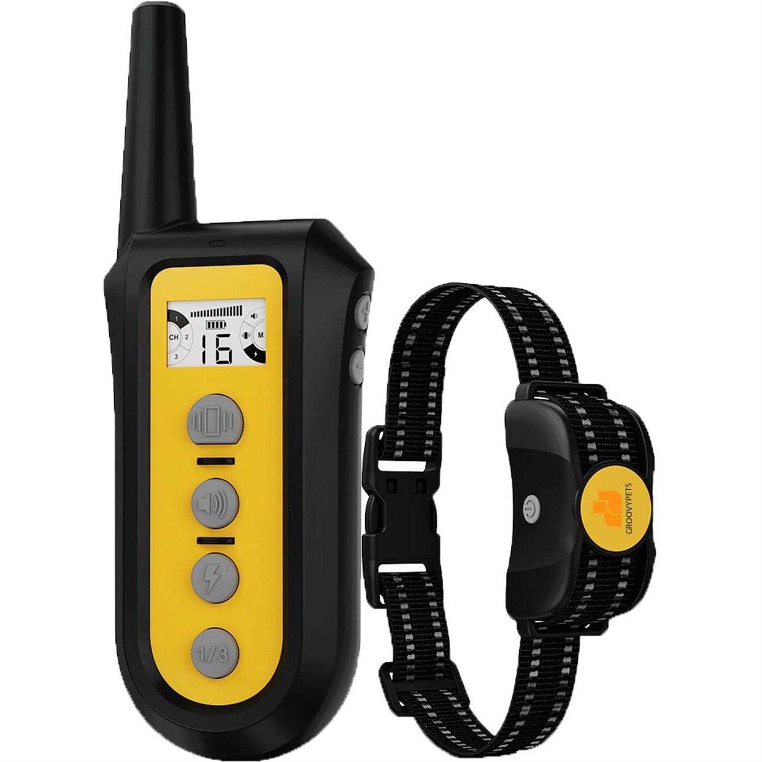 GroovyPets 650 Yard Auto Anti-bark Remote Dog Training Shock Collar