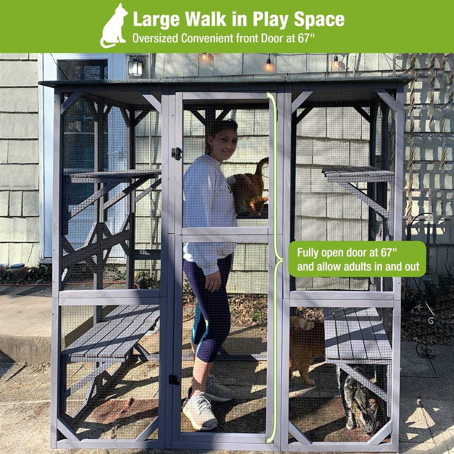 Gutinneen Catio Large Cat House Outdoor Walk in Outdoor Cat Enclosure Indoor Cage Kitty Condo Playpen with Door