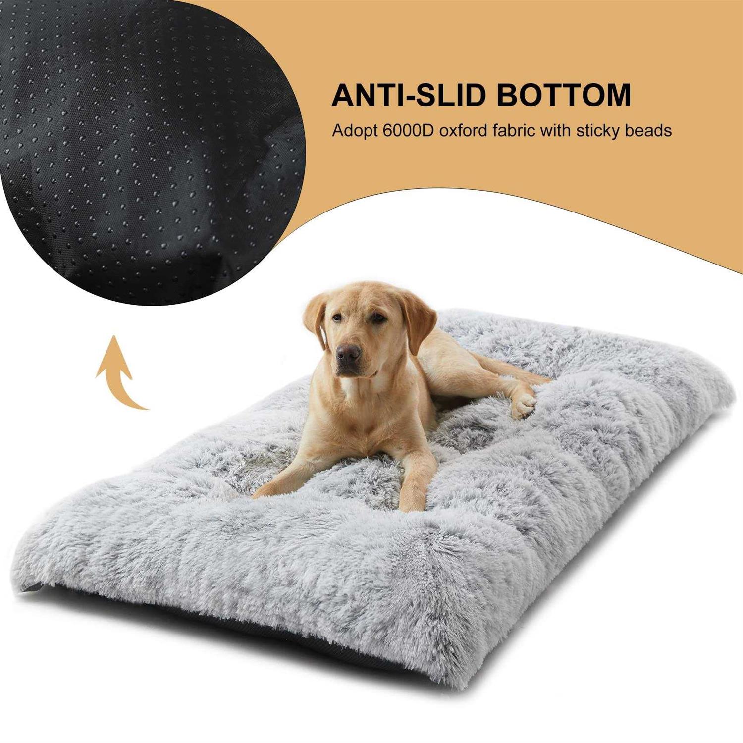 BFPETHOME Dog Beds for Large Dogs Plush Dog Crate Bed Fluffy Cozy Kennel Pad for Sleeping &Ease Anxiety
