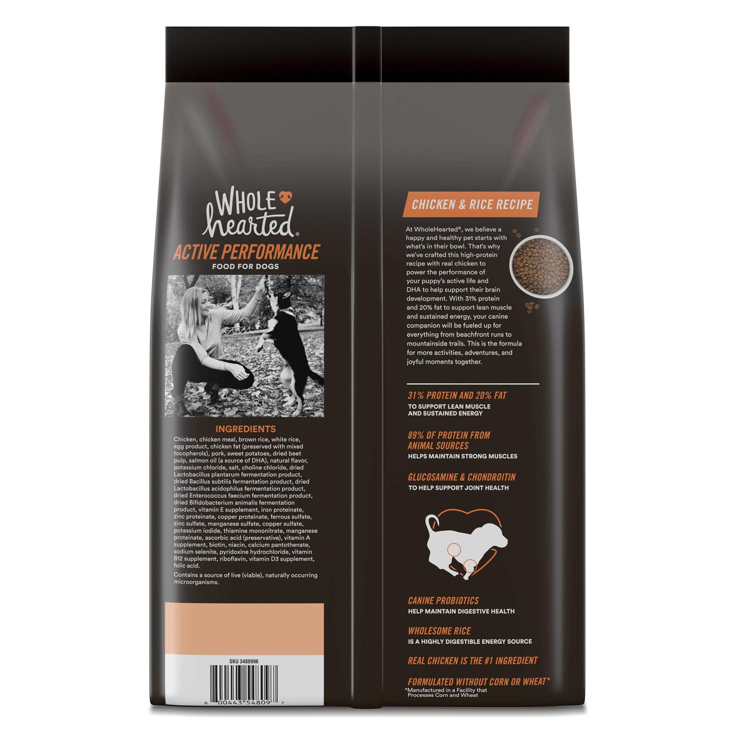 WholeHearted Active Performance High-Protein Chicken & Rice Recipe Dry Puppy Food