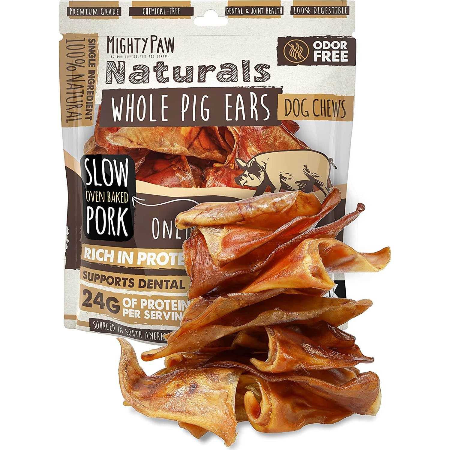 Mighty Paw Half Pig Ears for Dogs All Natural Dried Single Ingredient Dog Treats
