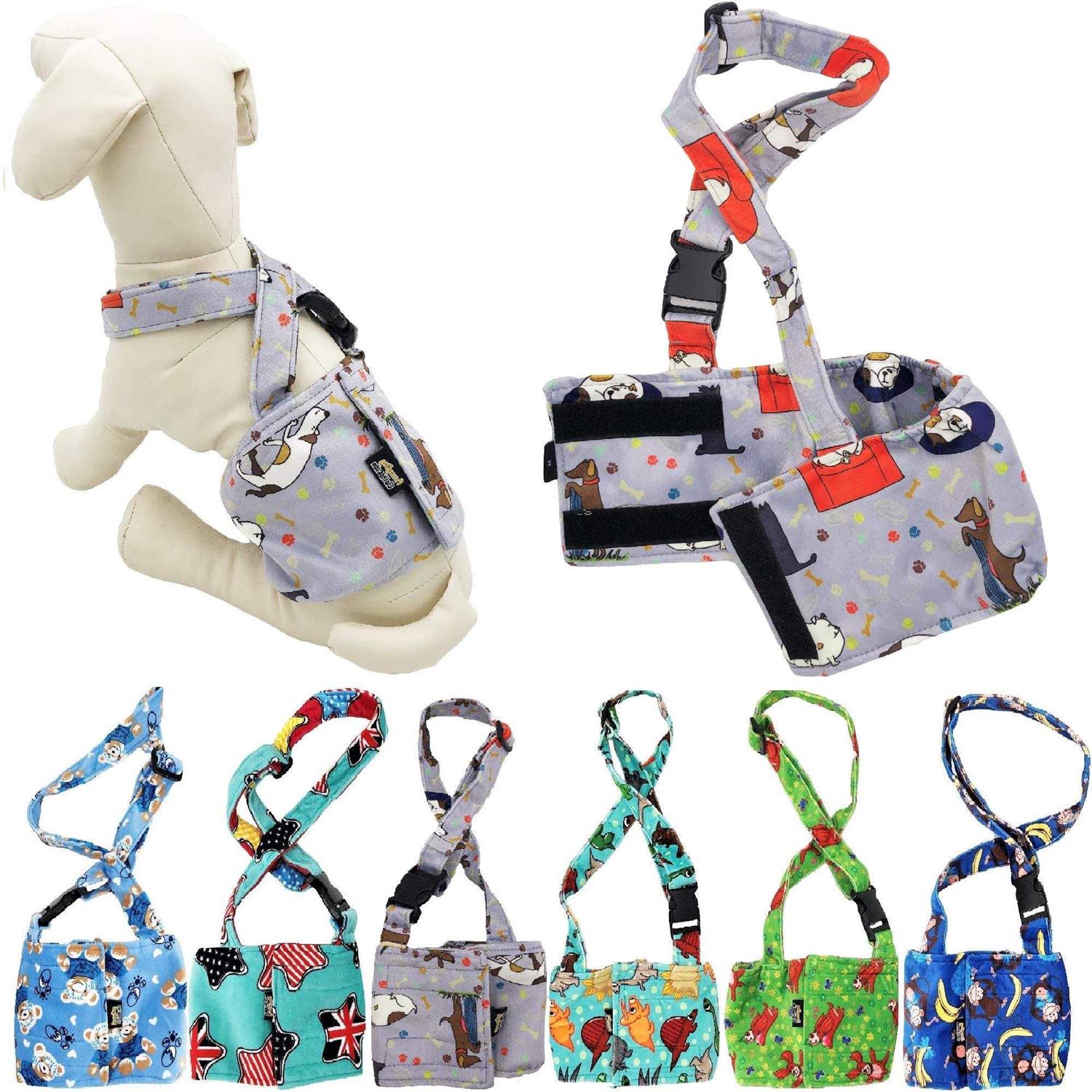 Washable Dog Diaper for Male Boy Fleece Belly Band Reusable with Suspender size