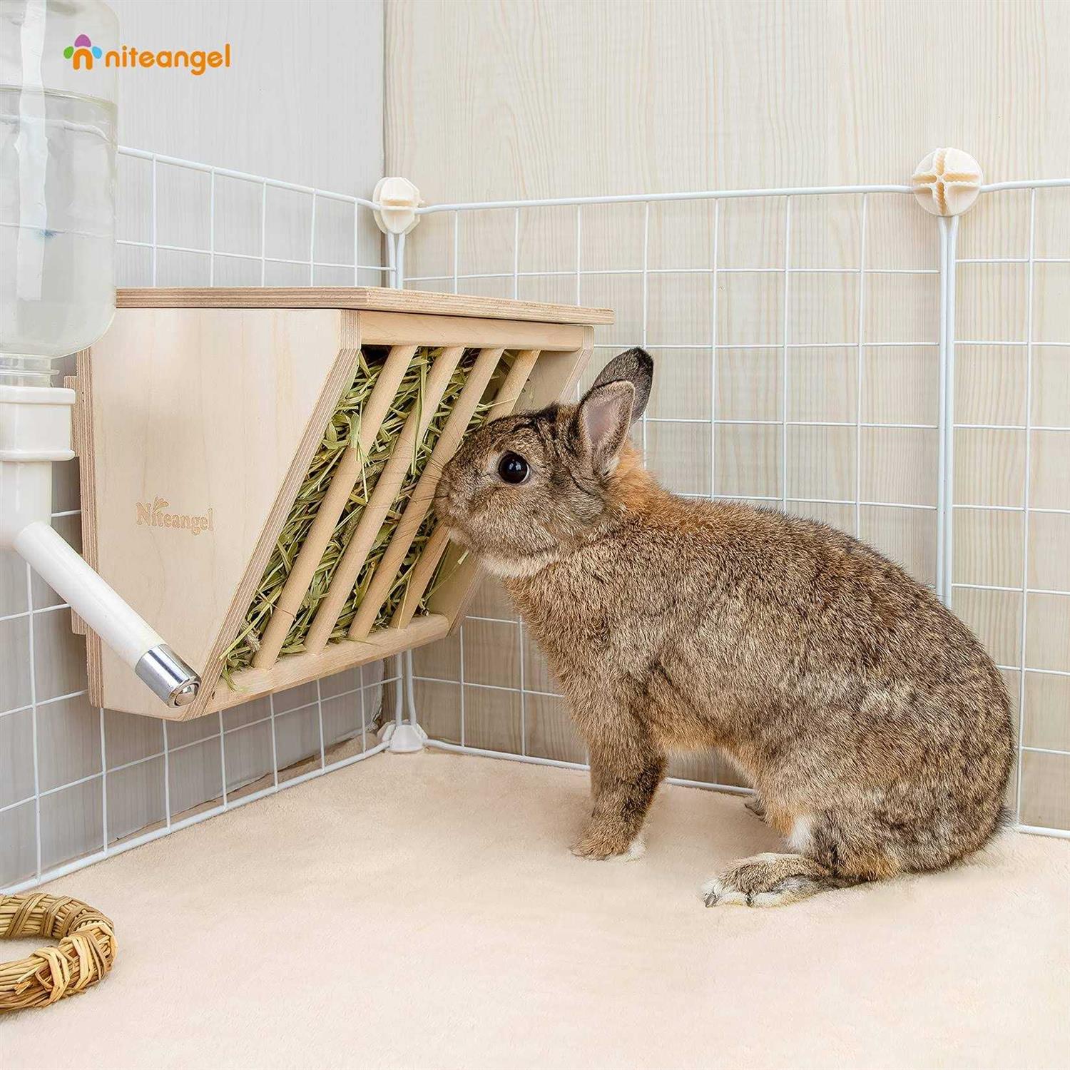 Niteangel Pet Wooden Hay Manger with Seat