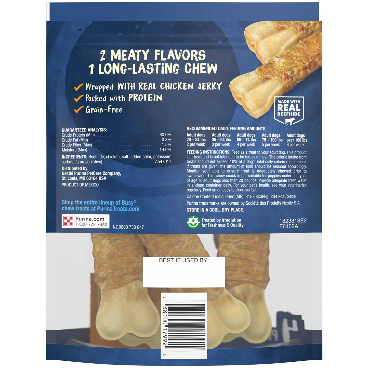 Purina Busy Jerky Wraps Beefhide & Chicken Dog Treats 4 Count