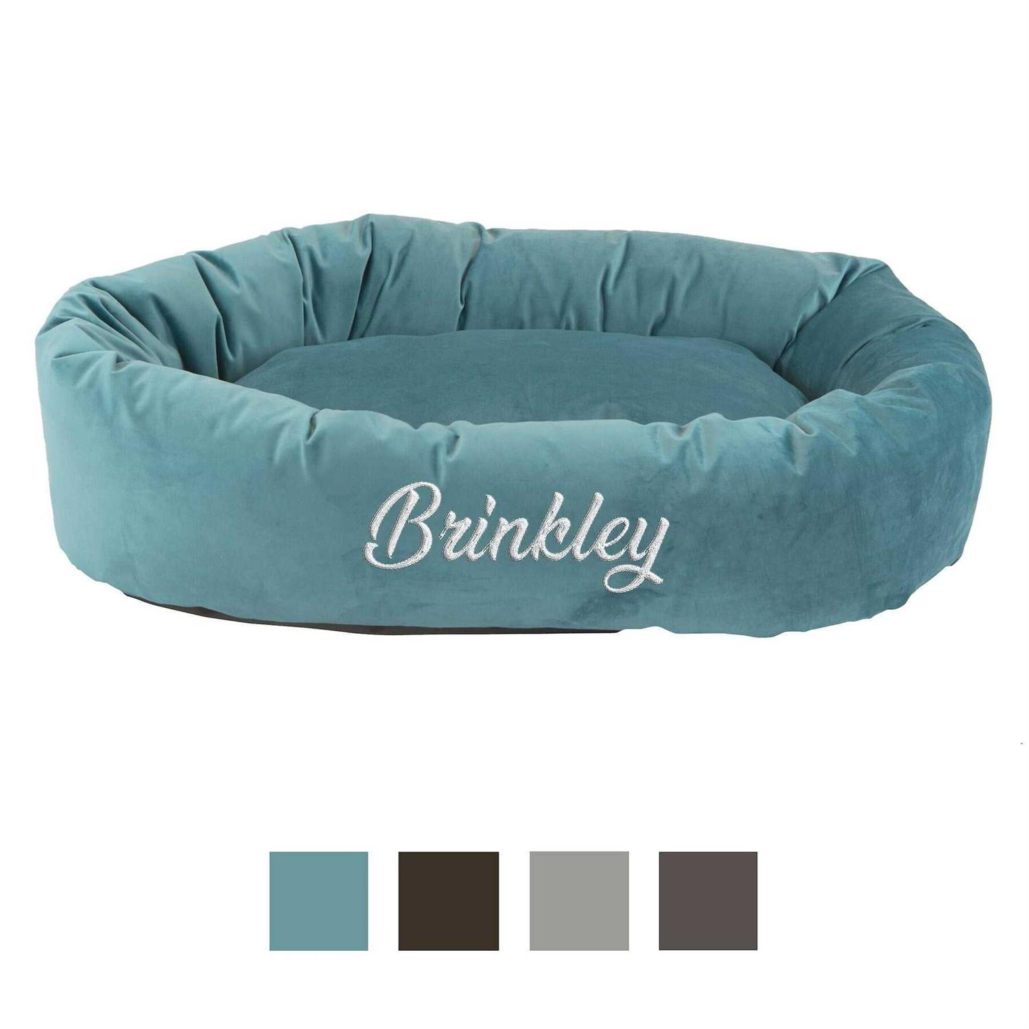 Majestic Pet Velvet Personalized Bagel Cat & Dog Bed