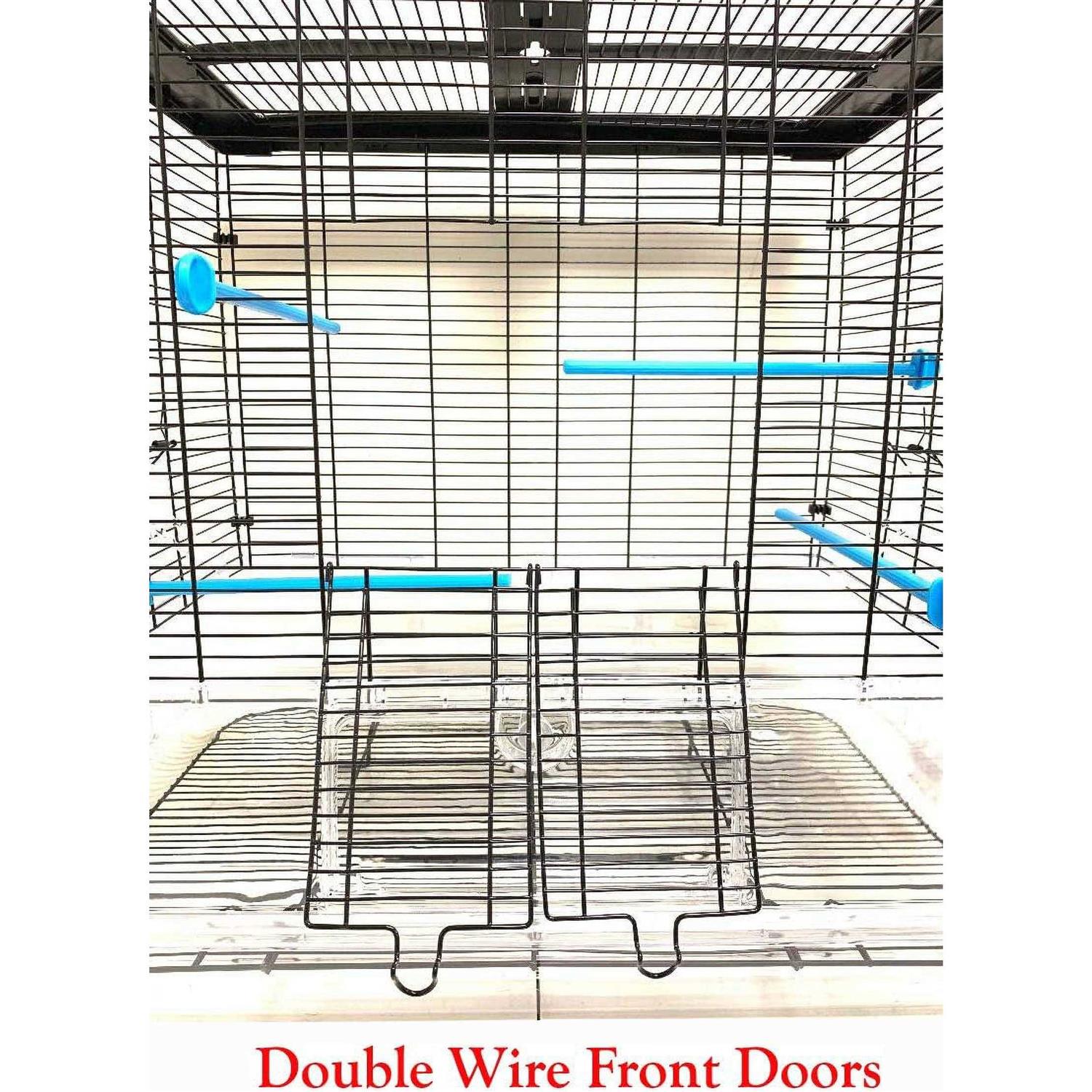 Mcage Large Flight Bird Cage for Cockatiel Canary Finch Budgies Aviary Parakeet with Easy Clean No Mess Detachable Clear Transparent Base