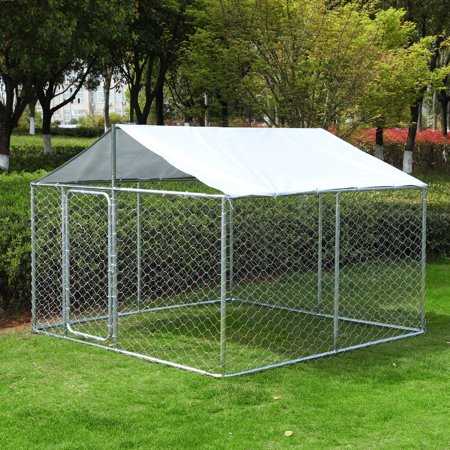 Lvuyoyo Outside Dog Kennels for Large Dogs Playpen, Dog Metal Kennel Outdoor with UV-Resistant Waterproof Cover, Size: One size, Black