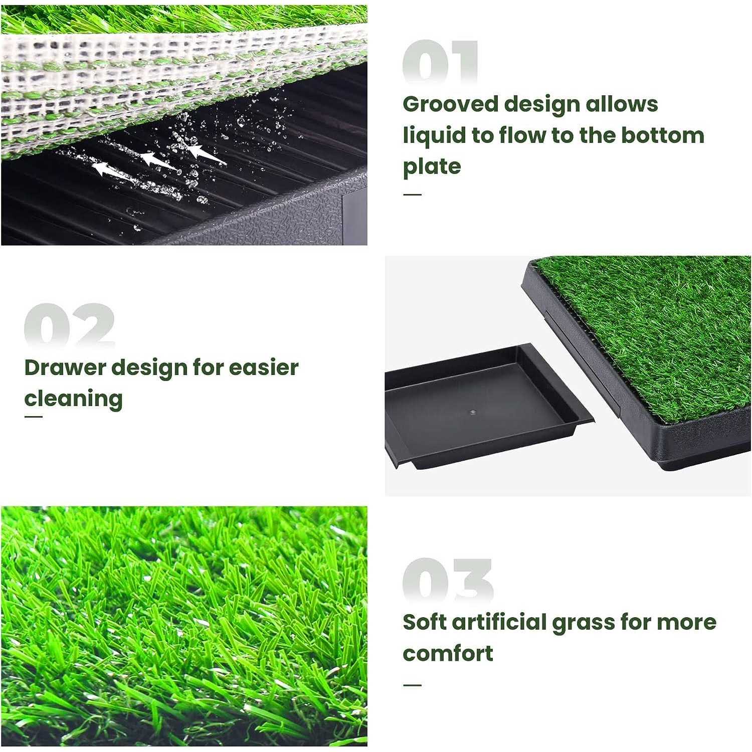 Dog Grass Pad with Tray Artificial Dog Grass Pee Pad 20” x 25” for Pet Potty Loo Indoor Training Outdoor Portable Toilet