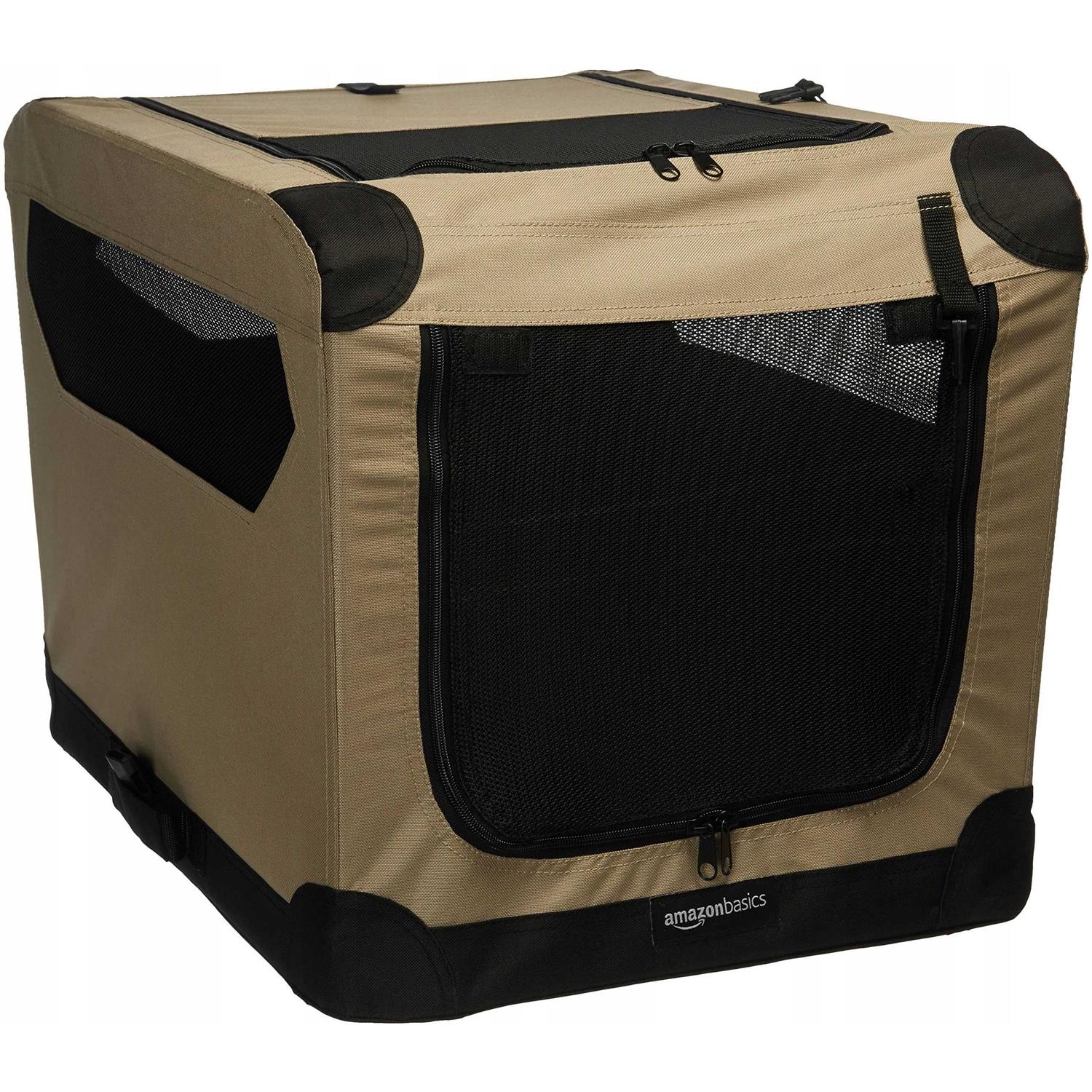 Amazon Basics 2-door Soft-sided Folding Travel Crate Dog Kennel