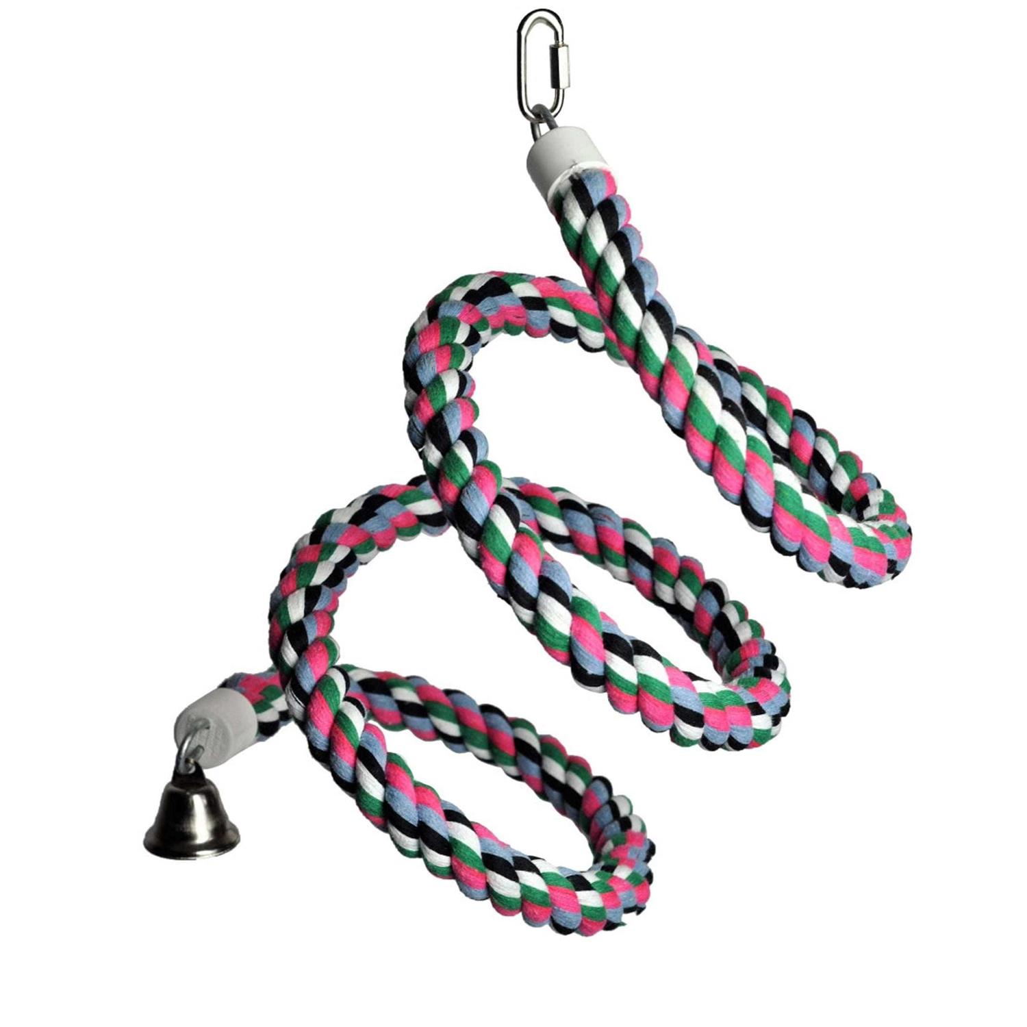 A & E Rainbow Cotton Rope Boing with Bell Bird Toy