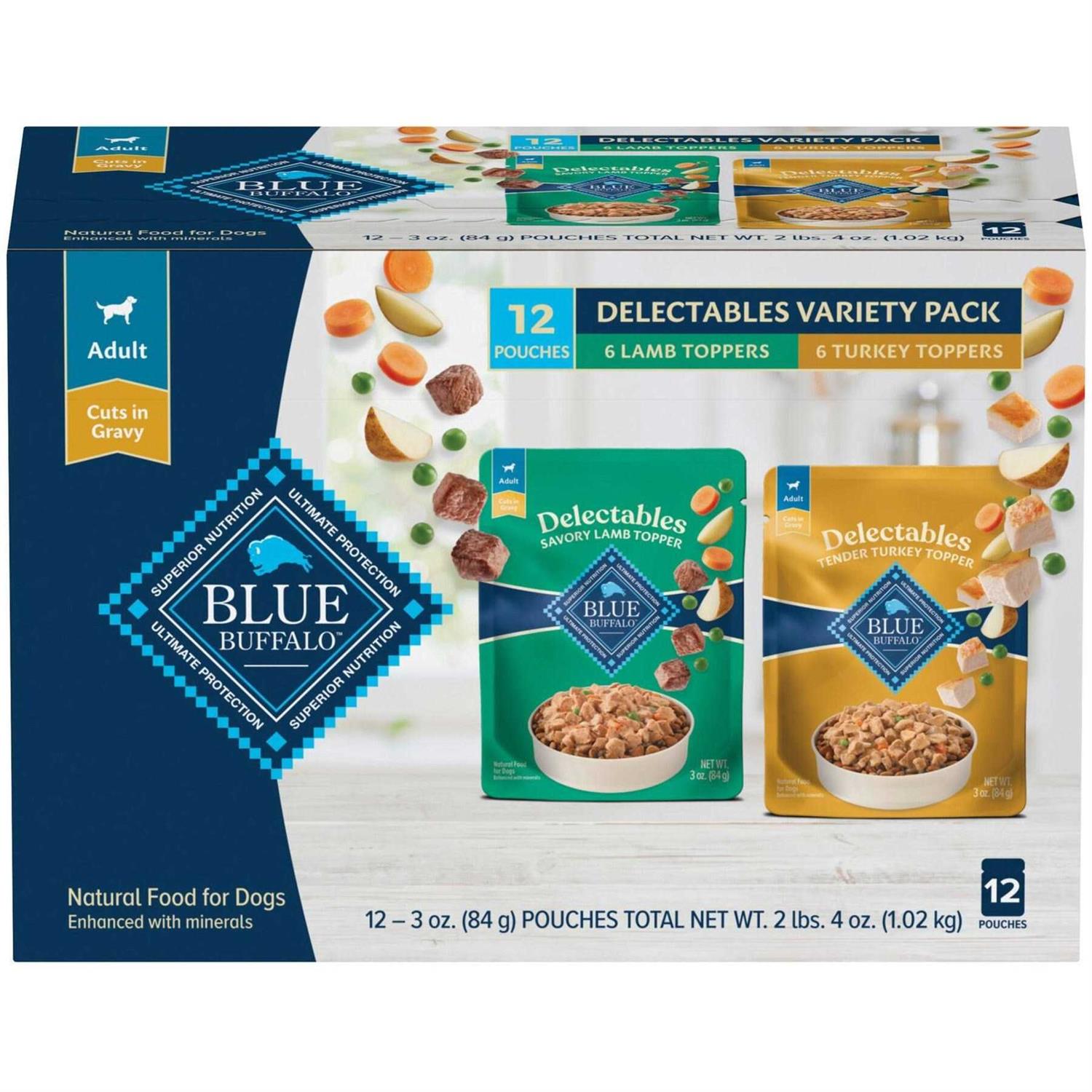 Blue Buffalo Delectables Natural Wet Dog Food Topper Variety Pack