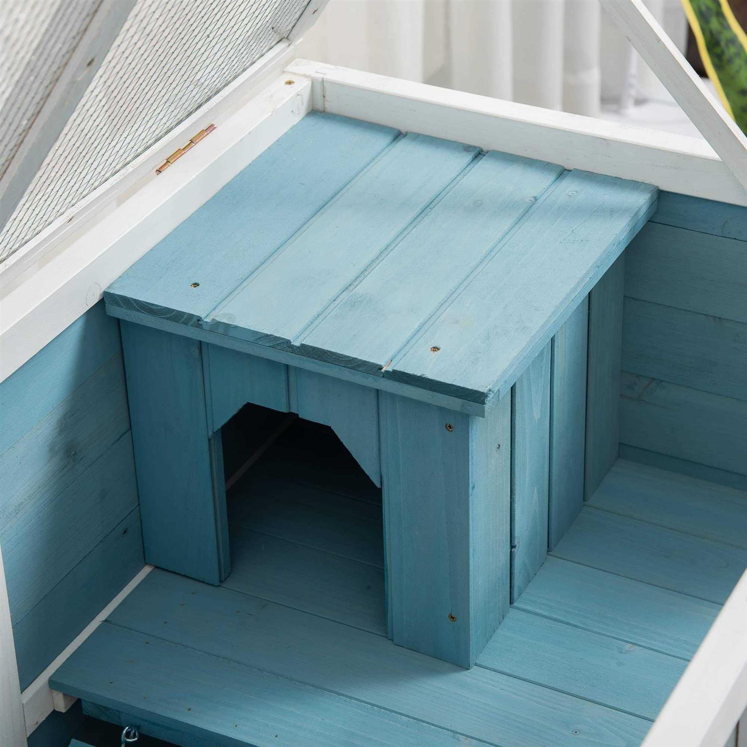 PawHut 2-Story Wooden Rabbit Hutch