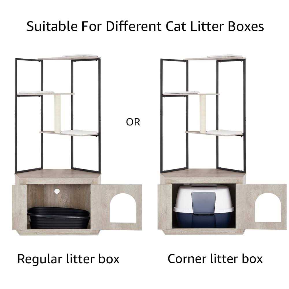 UniPaws Corner Box Enclosure with Cat Tree Tower Cat Litter
