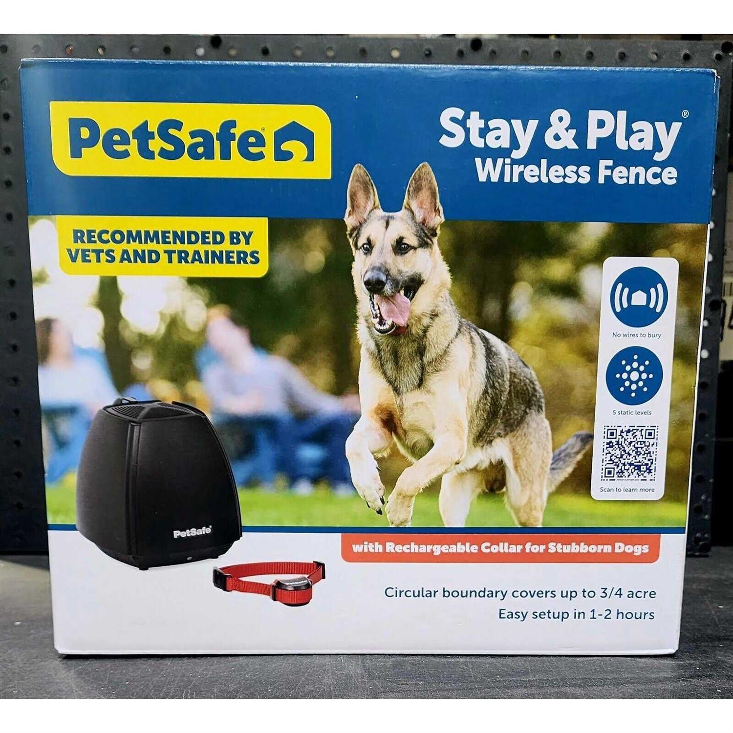 Petsafe Stay + Play Rechargeable Wireless Fence Stubborn Dog Fence Pif00-13663