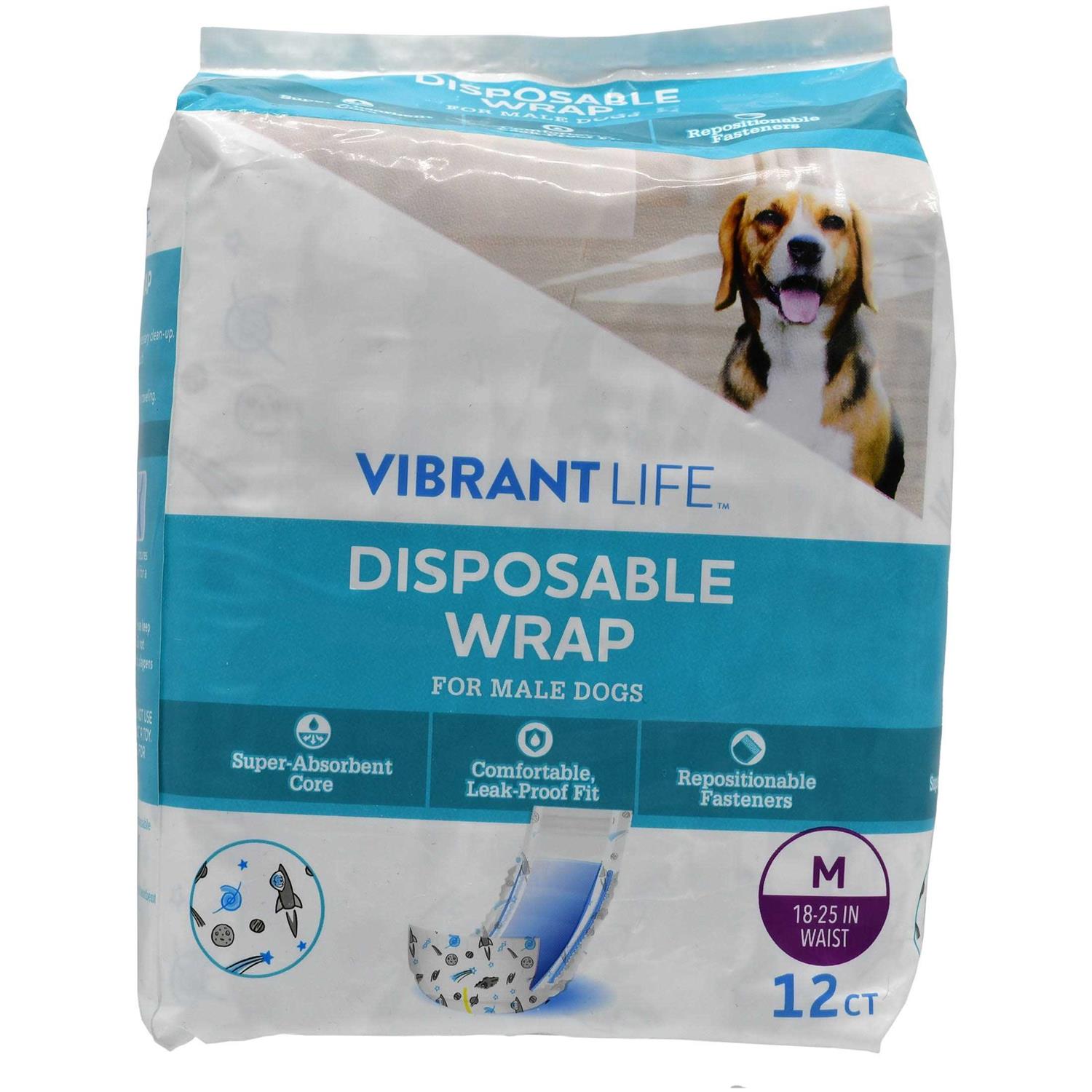 Vibrant Life Disposable Male Wraps for Dogs