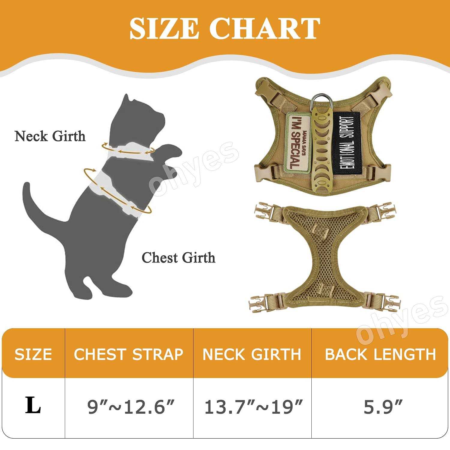 augopapa Tactical Cat Harness for Walking Escape Proof Soft Mesh Adjustable Pet Vest Harness