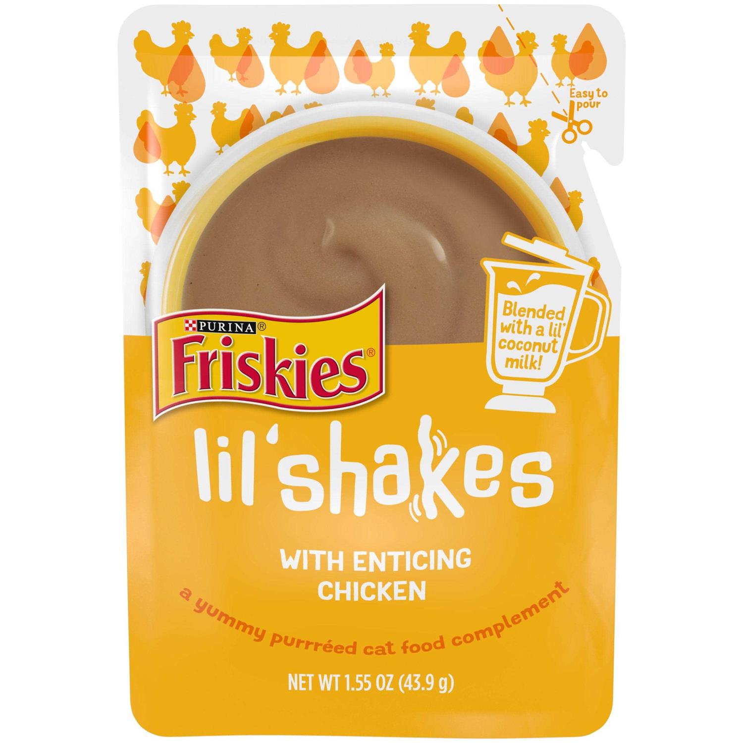 Purina Friskies Lil’ Shakes With Enticing Chicken Lickable Puree Cat Food Topper