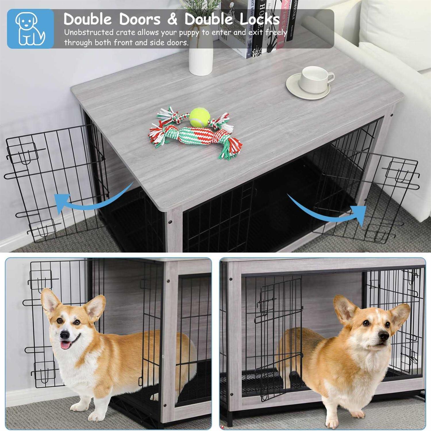 Pirecart Dog Crate Furniture Wooden Dog Kennel End