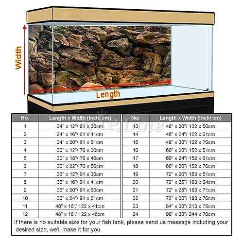 VIP.LINE Rock Wall Aquarium Background Poster PVc Fish Tank Decor Landscape 24 36 48 72