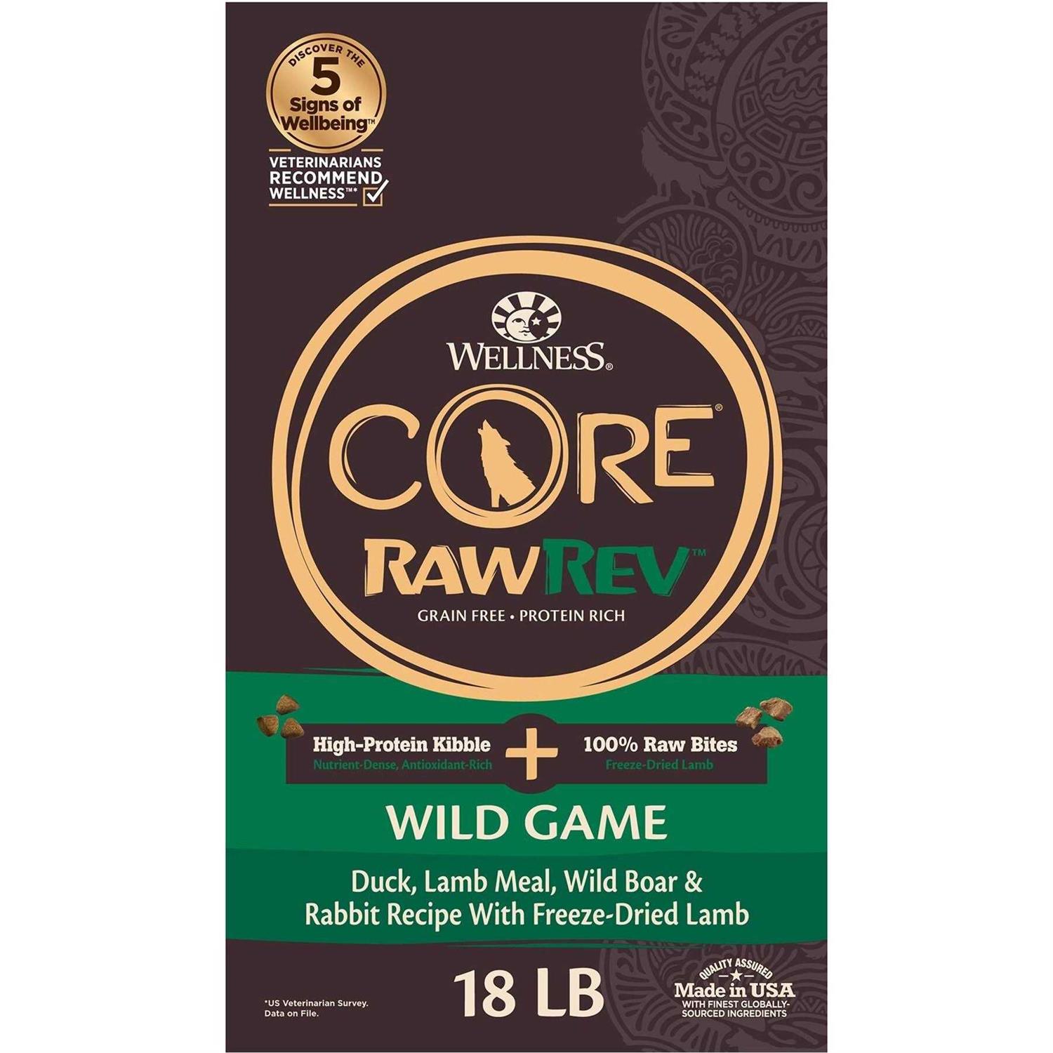 Wellness Core RawRev Natural Grain Free Wild Game Freeze Dried Dry Dog Food