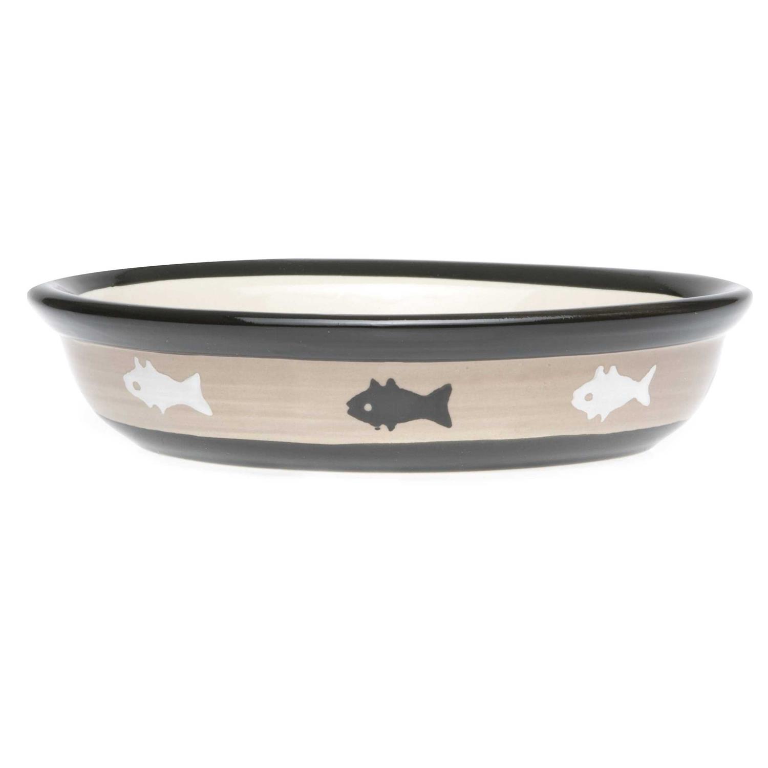 PetRageous 10070 Oval City Pets Stoneware Cat Bowl 6.25-Inch Wide and 1.5-Inch Tall Saucer