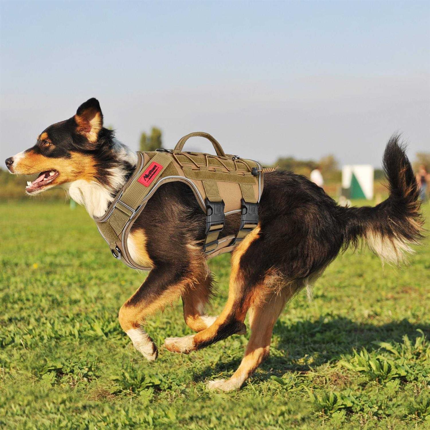 Manificent Tactical Dog Harness Full Body for Medium Large Dogs Reflective No Pull Service Dog Vest with Handle American Flag Patch