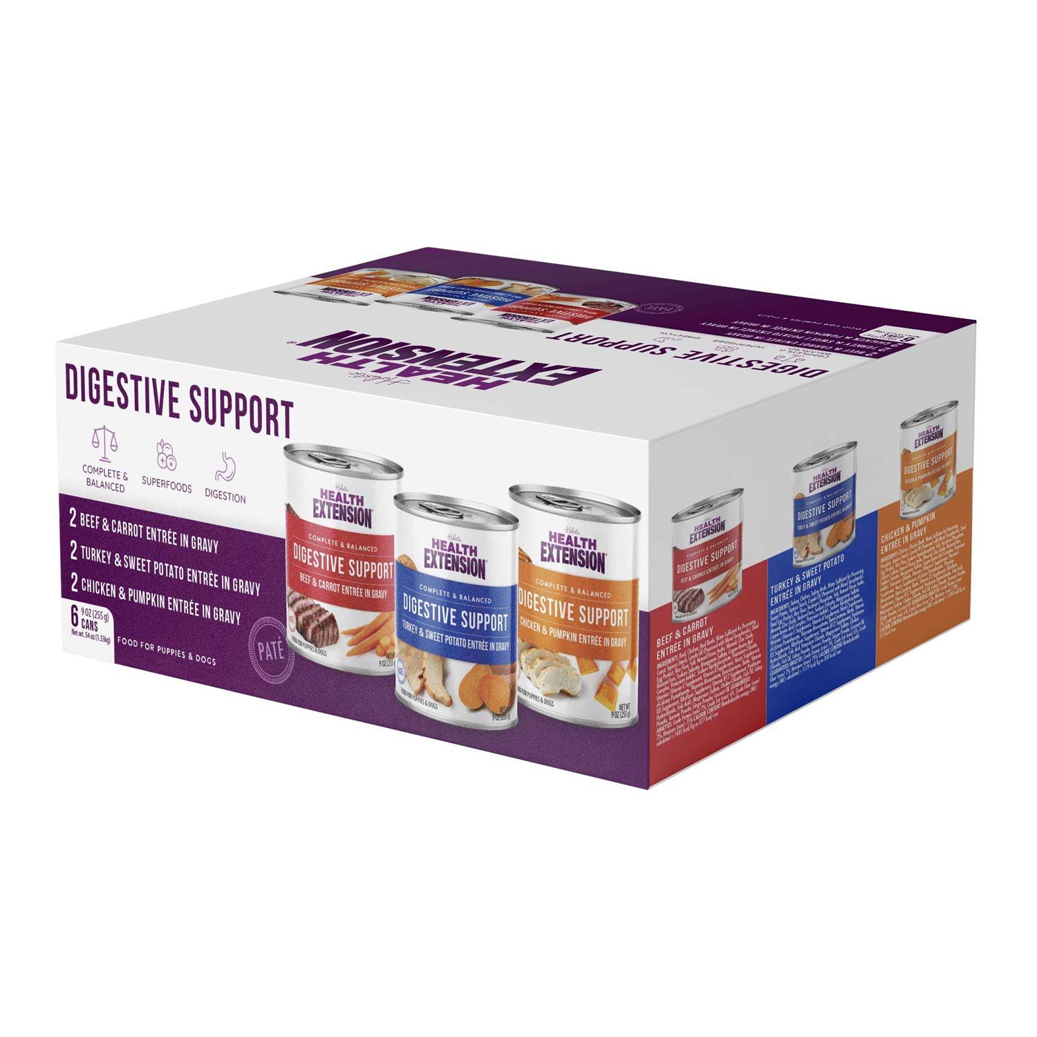 Health Extension Digestive Support Variety Pack -Chicken Beef & Turkey Dog Food