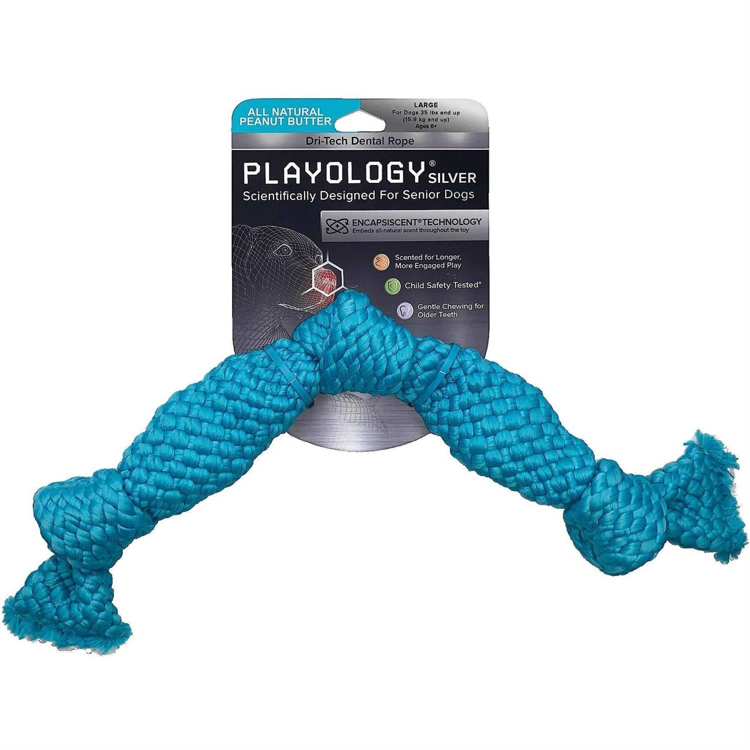 Playology Dri-Tech Dental Rope Peanut Butter Scented Dog Toy