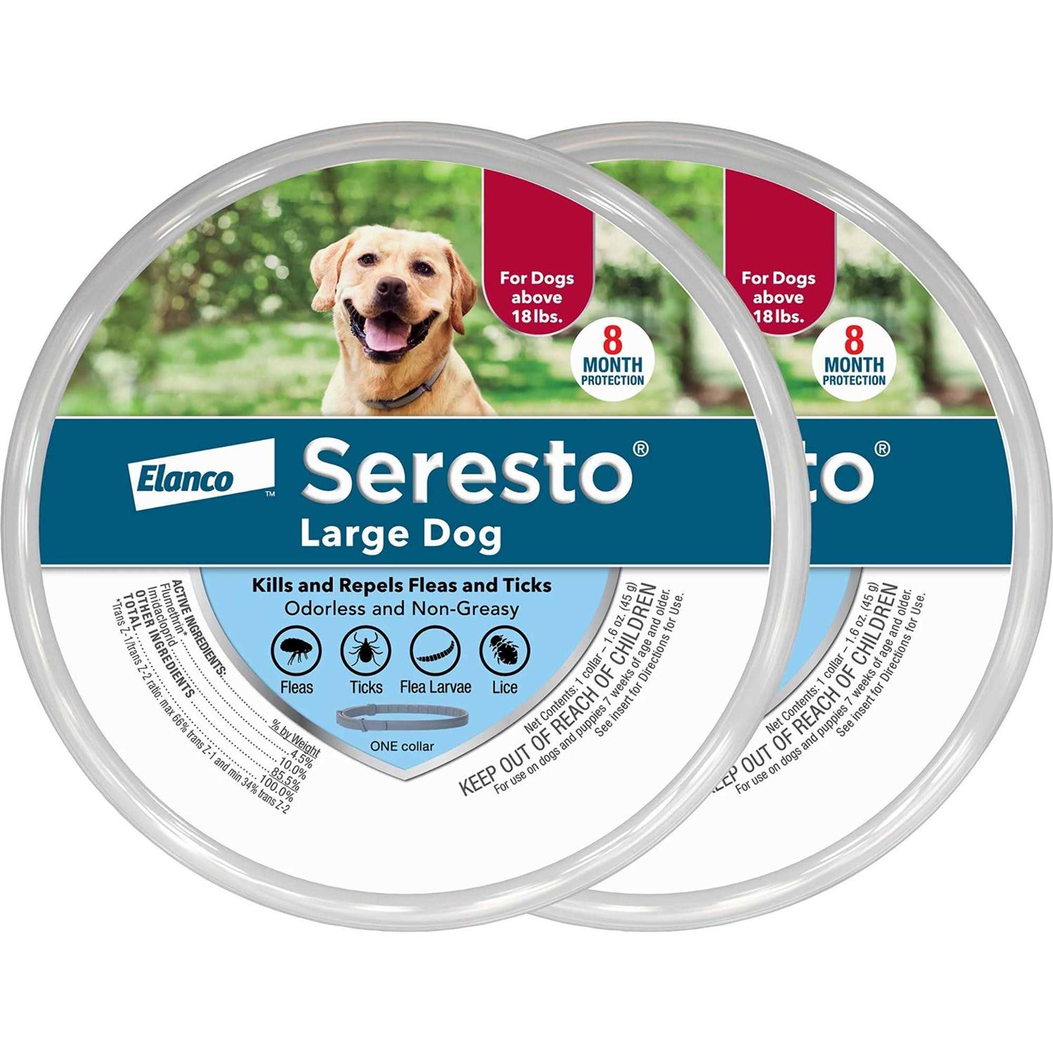 Seresto Flea and Tick Collar for Dogs, 8-month Flea and Tick Collar for Large Dogs Over 18 Pounds