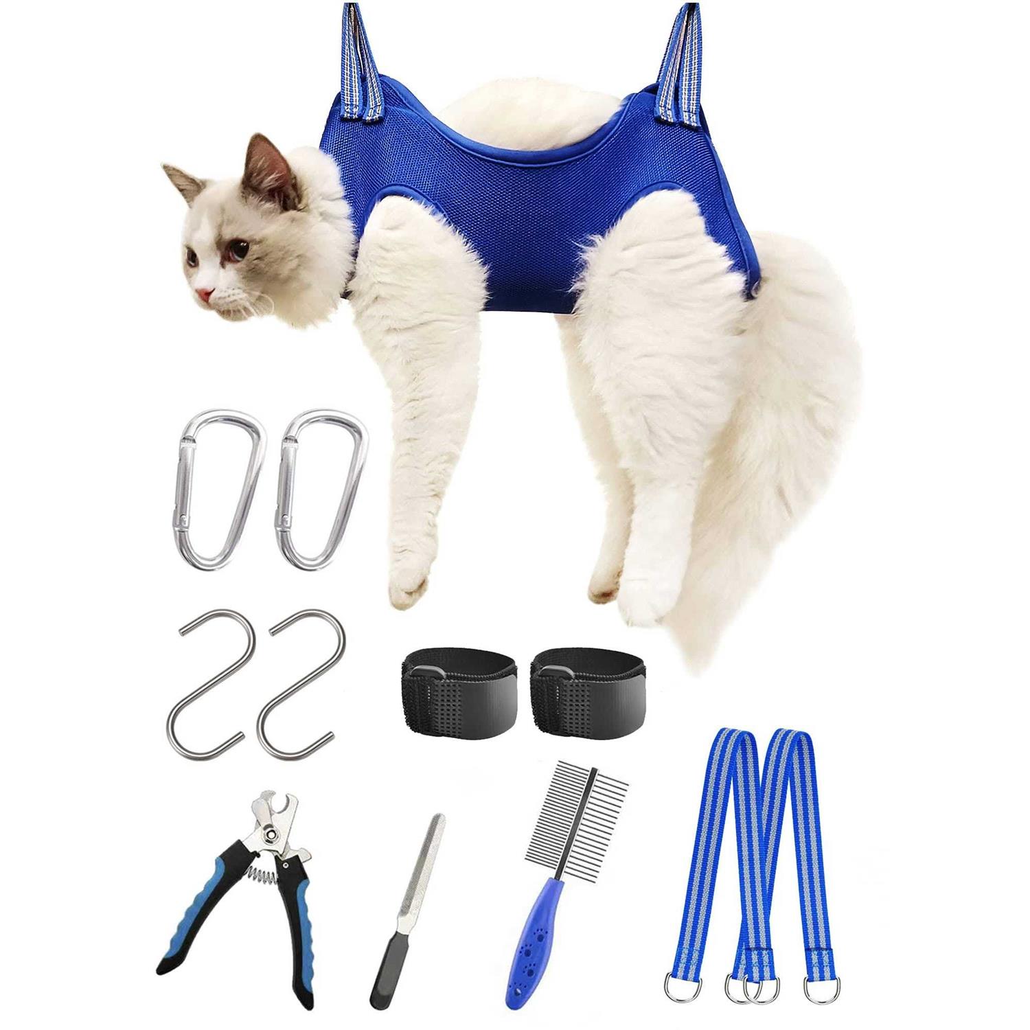 Kkiimatt 10 in 1 Pet Grooming Hammock Harness with Nail Clippers/Trimmer