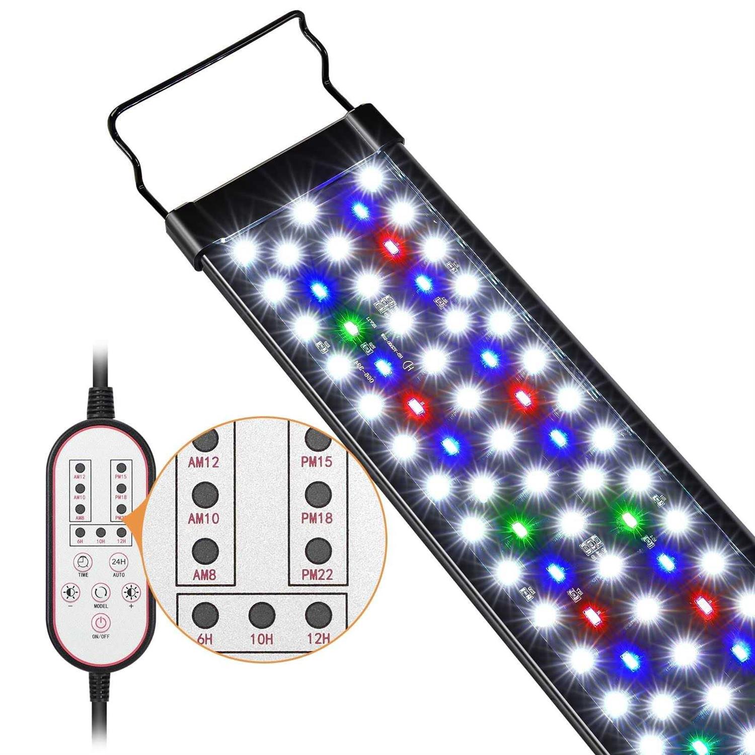 Gamalta Aquarium Light, 14W 24/7 Natural Mode Sunrise/Daylight/Moonlight Mode and Custom Mode with Expandable Bracket, Adjustable Timer and 7