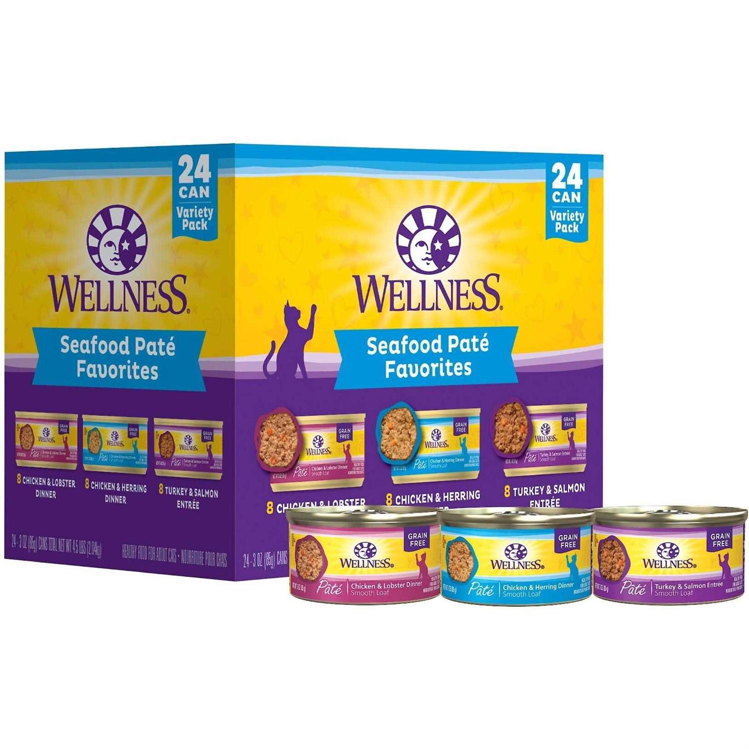 Wellness Complete Health Seafood Pate Favorites Variety Pack Wet Adult Cat Food