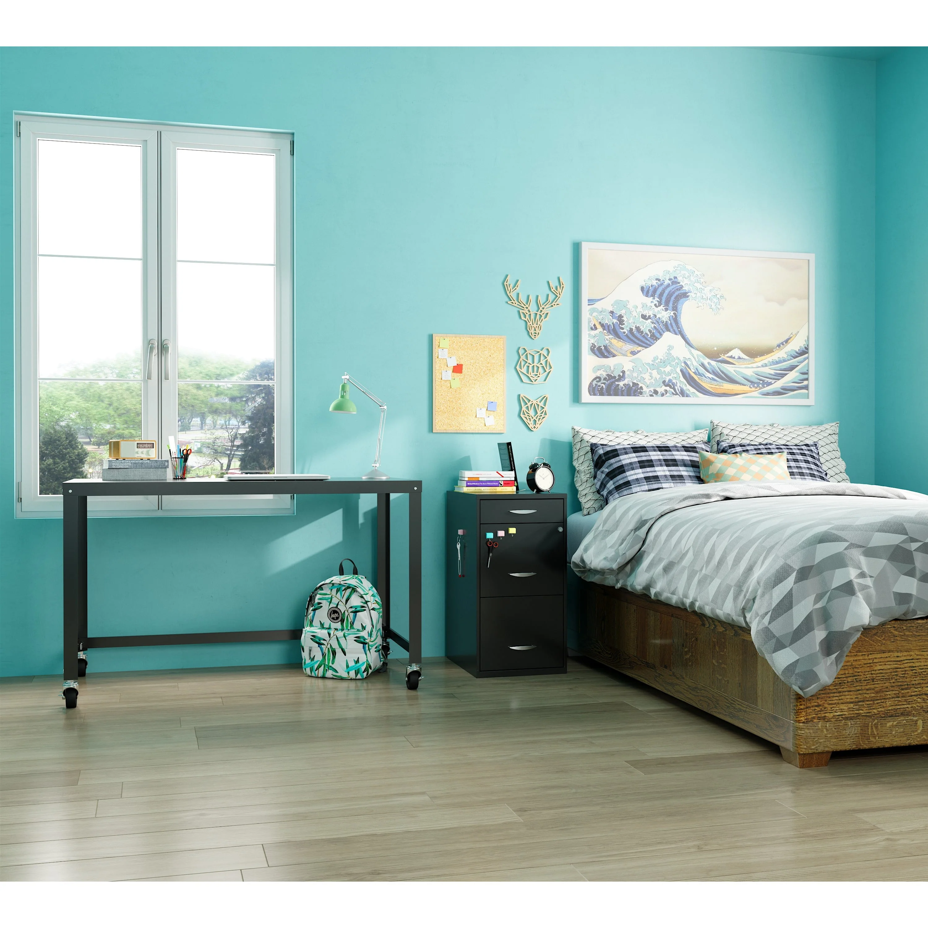 Space Solutions 3 Drawer Letter Width Vertical File Cabinet with Pencil Drawer, Black