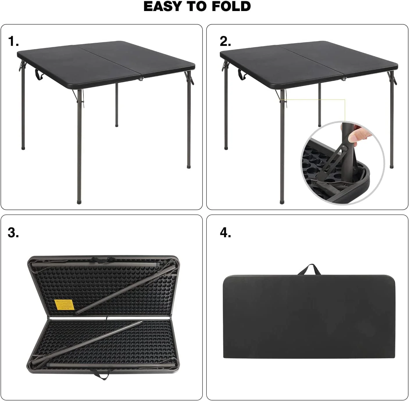 Redcamp 34" Folding Card Table Square with Resin Top, Lightweight ...