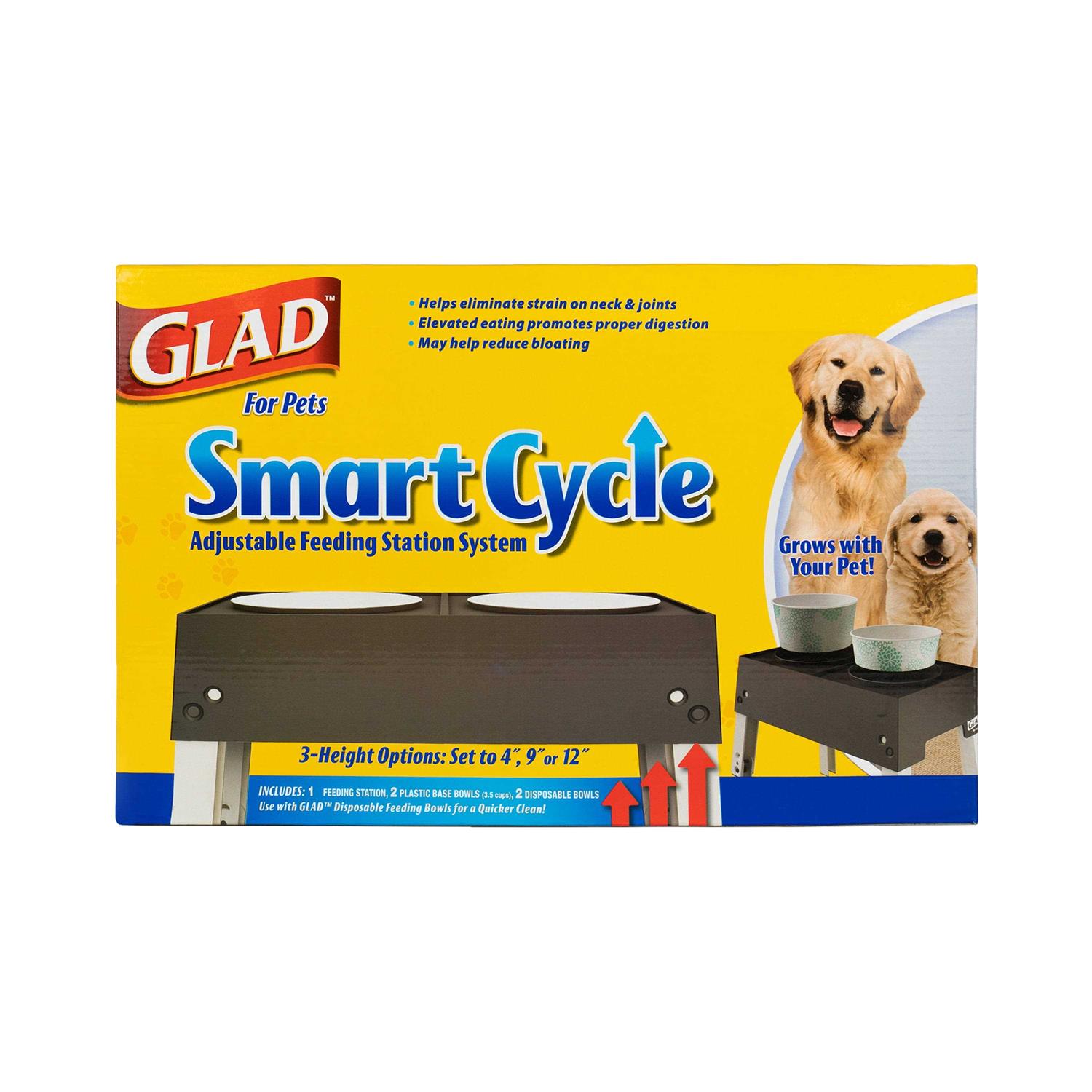 Glad for Pets Smart Cycle Adjustable Feeding Station System Elevated Dog Bowl Inserts With 3 Height Options Dogs
