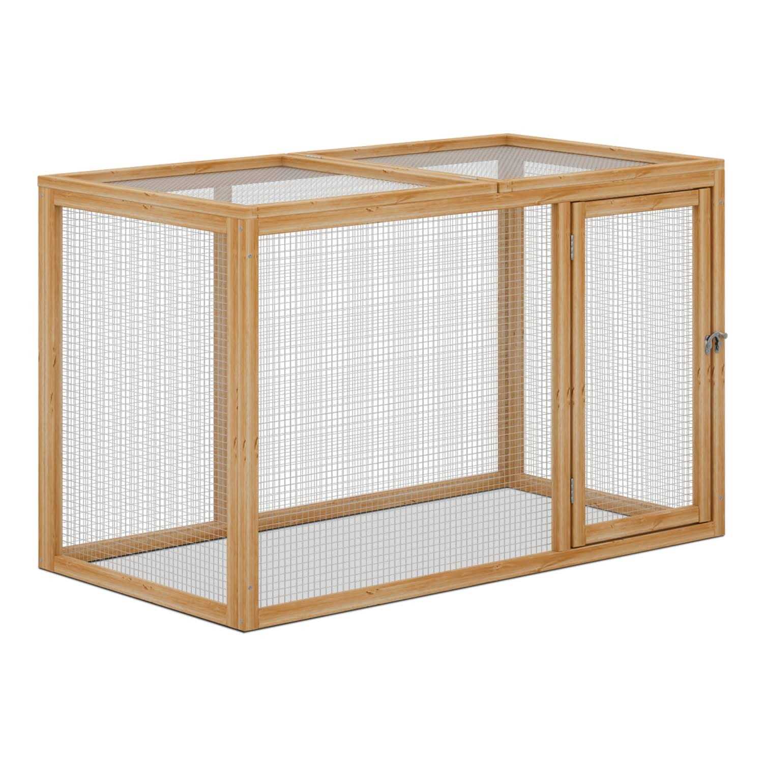 Monibloom Chicken Run for Yard Wood Chicken Cage Rabbit Hutch Bunny Pen with Openable Roof and Side Door