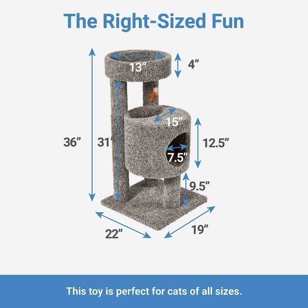 Frisco 36-in Real Carpet Wooden Cat Tree