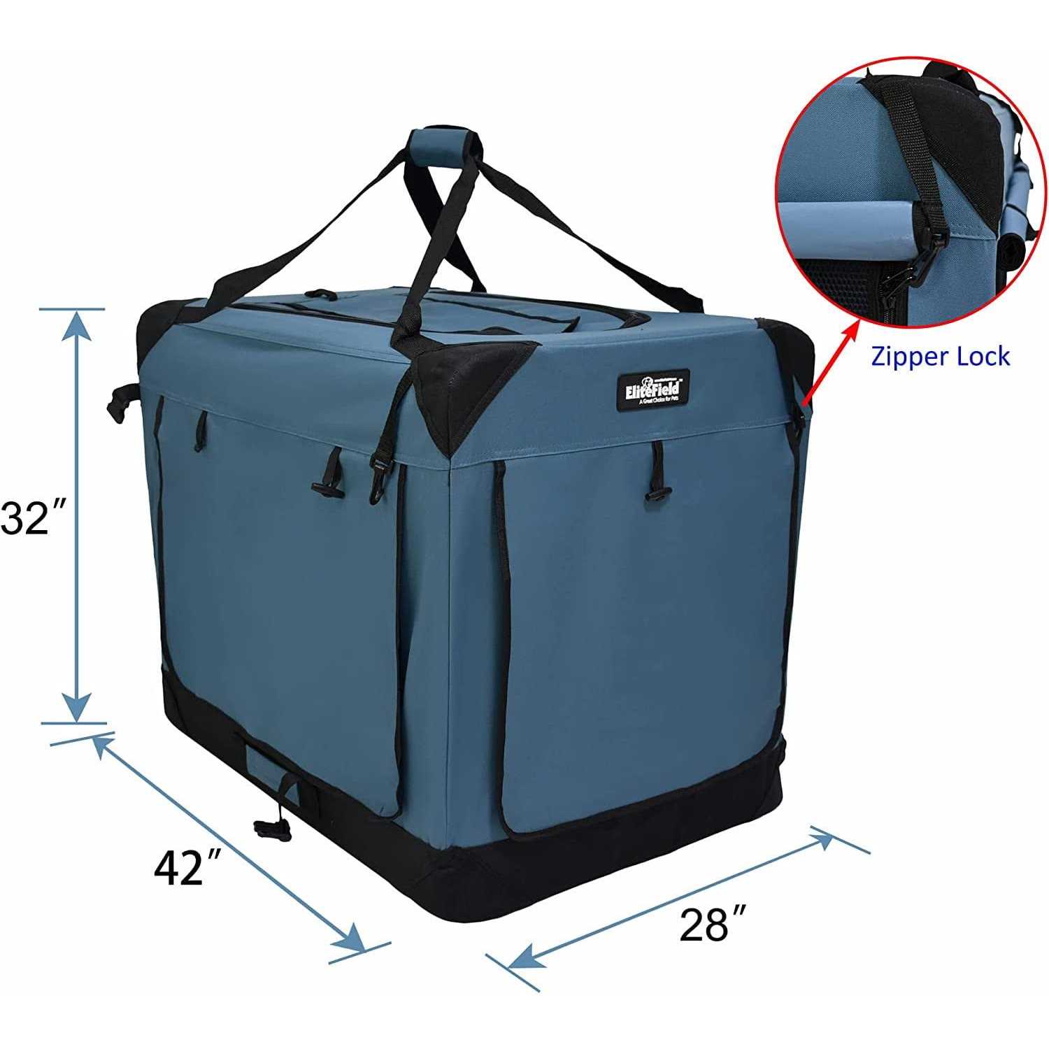 EliteField 3-Door Folding Soft Dog Crate Indoor & Outdoor Pet Home Multiple Sizes and colors Available