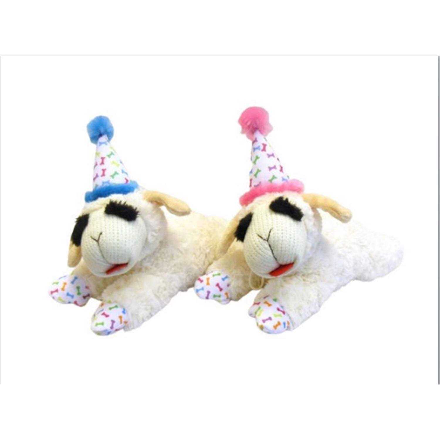 Multipet Lamb Chop Dog Toy with Birthday Hat