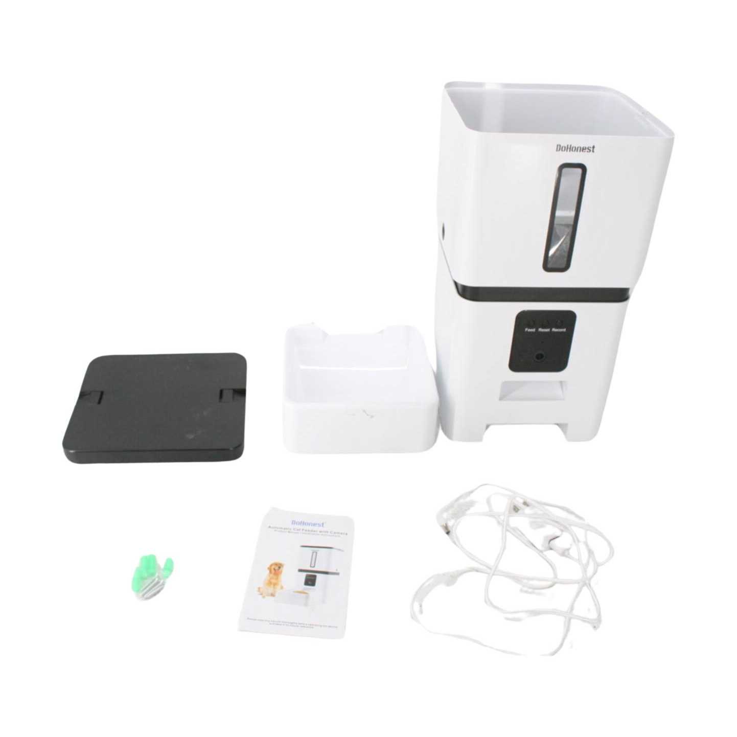 DoHonest Automatic Dog Feeder with Camera 5G WiFi Easy Setup 8L Motion Detection Smart Cat Food Dispenser 1080P HD Video Recording 2-Way Audio