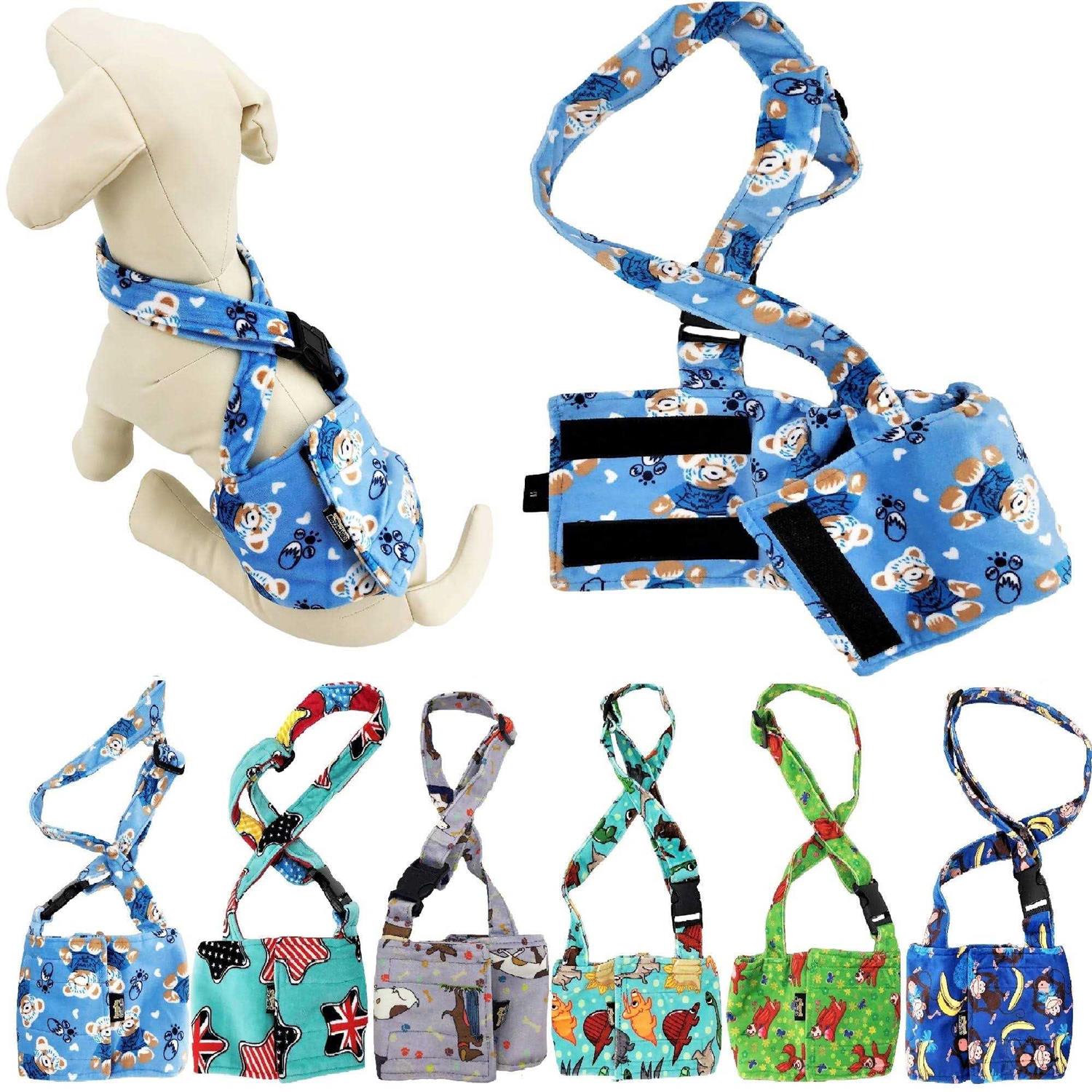 Washable Dog Diaper for Male Boy Fleece Belly Band Reusable with Suspender size