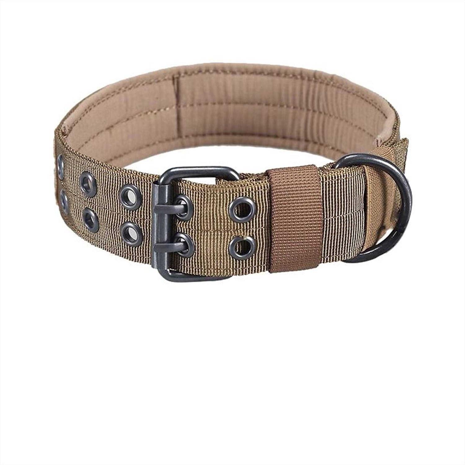 Onetigris Military Adjustable Dog Collar with Metal D Ring Buckle 2 Sizes