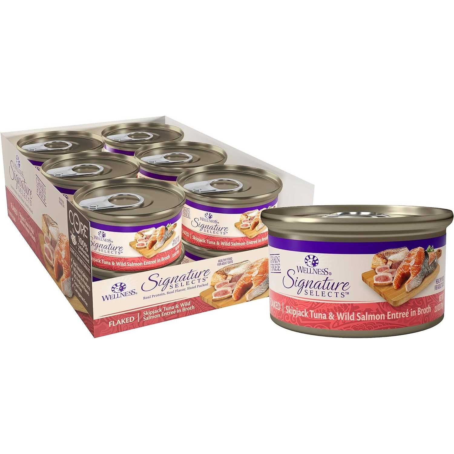 Wellness Signature Selects Grain Free Flaked Skipjack Tuna & Wild Salmon Entree Canned Cat Food