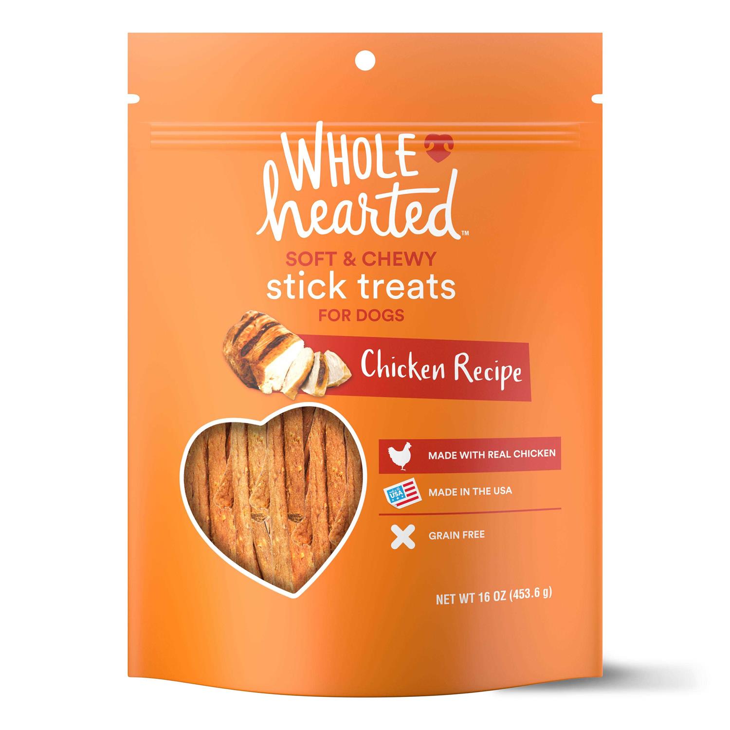 WholeHearted Grain Free Soft and Chewy Dog Stick Treats